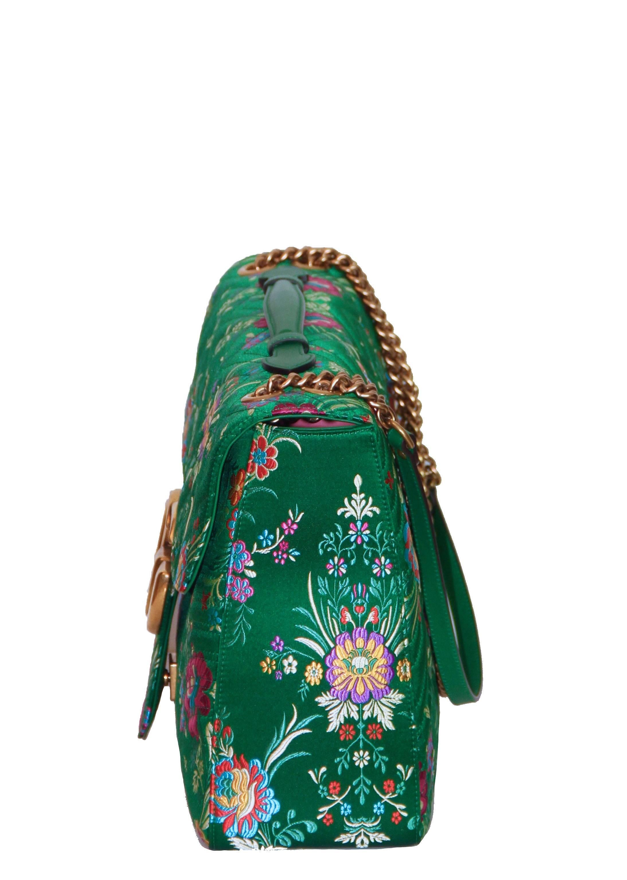 Blue GUCCI GG Marmont Maxi Handbag Quilted Floral Jacquard