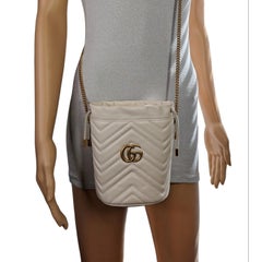 Gucci GG Marmont Mini Bucket Crossbody Bag White