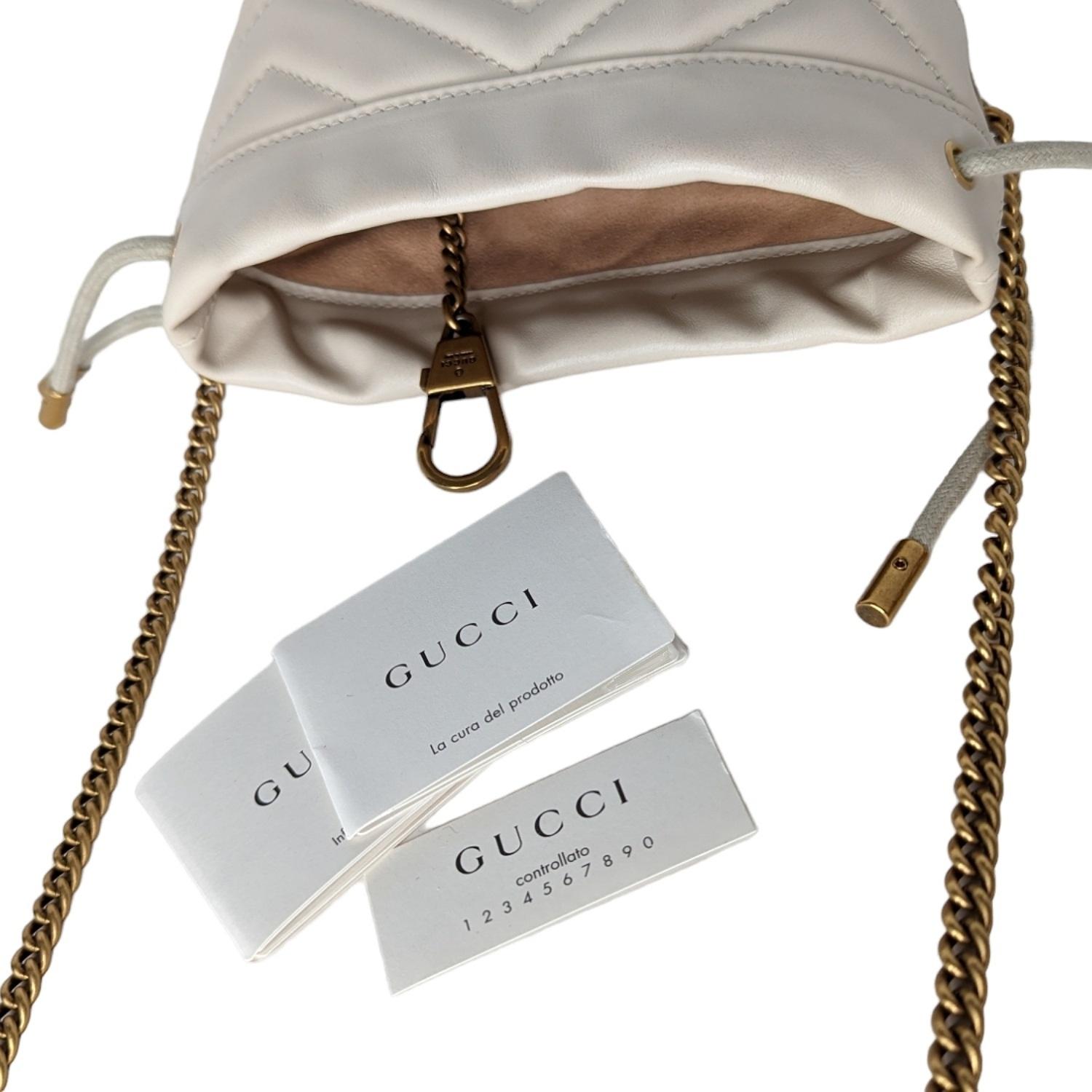 Gucci GG Marmont Mini Bucket Crossbody Bag White 5