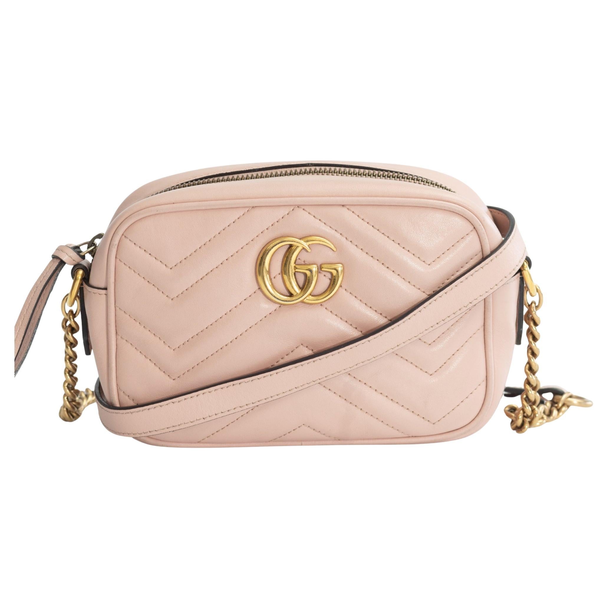 Gucci GG Marmont Mini Camera Bab Dusty Pink For Sale