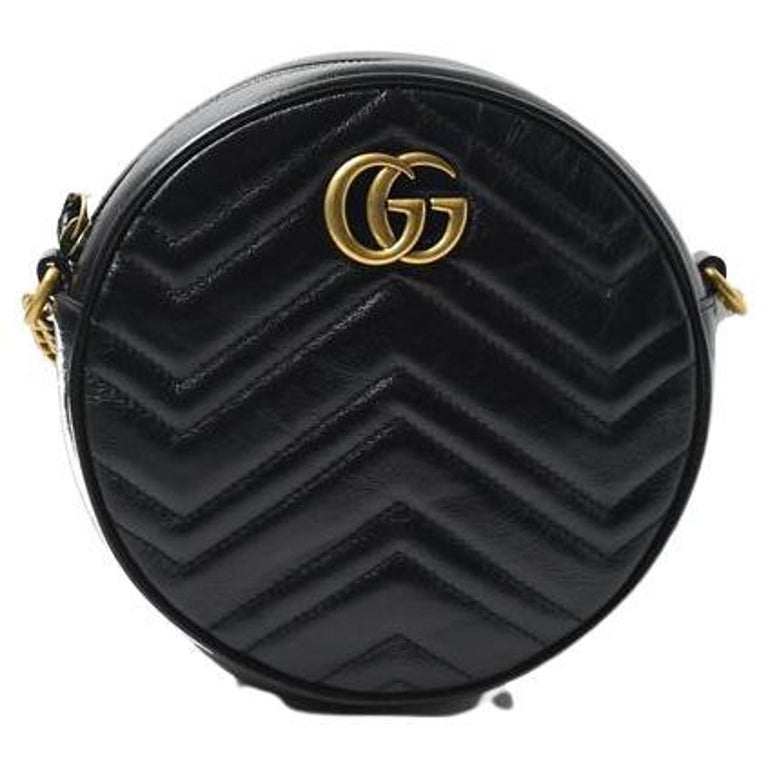 GG Marmont Mini Round Shoulder Bag, Black