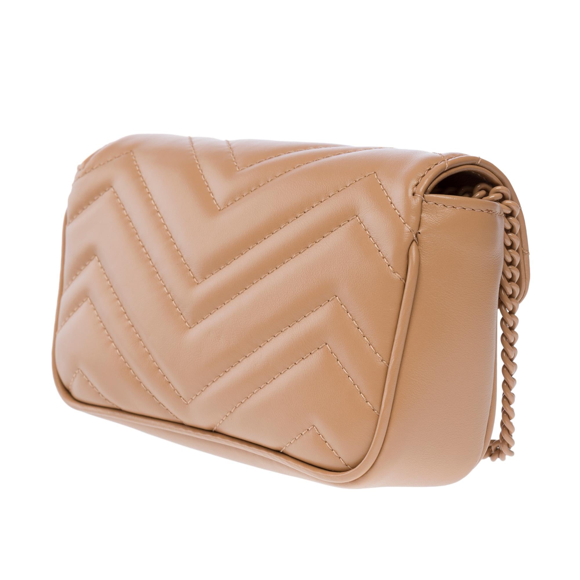 Gucci GG Marmont Mini shoulder bag in beige quilted leather , BHW For Sale 2