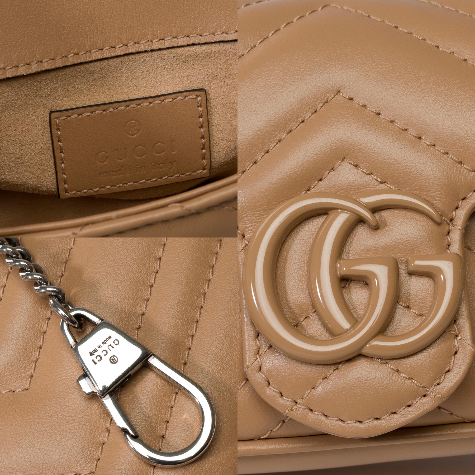 Gucci GG Marmont Mini shoulder bag in beige quilted leather , BHW For Sale 2