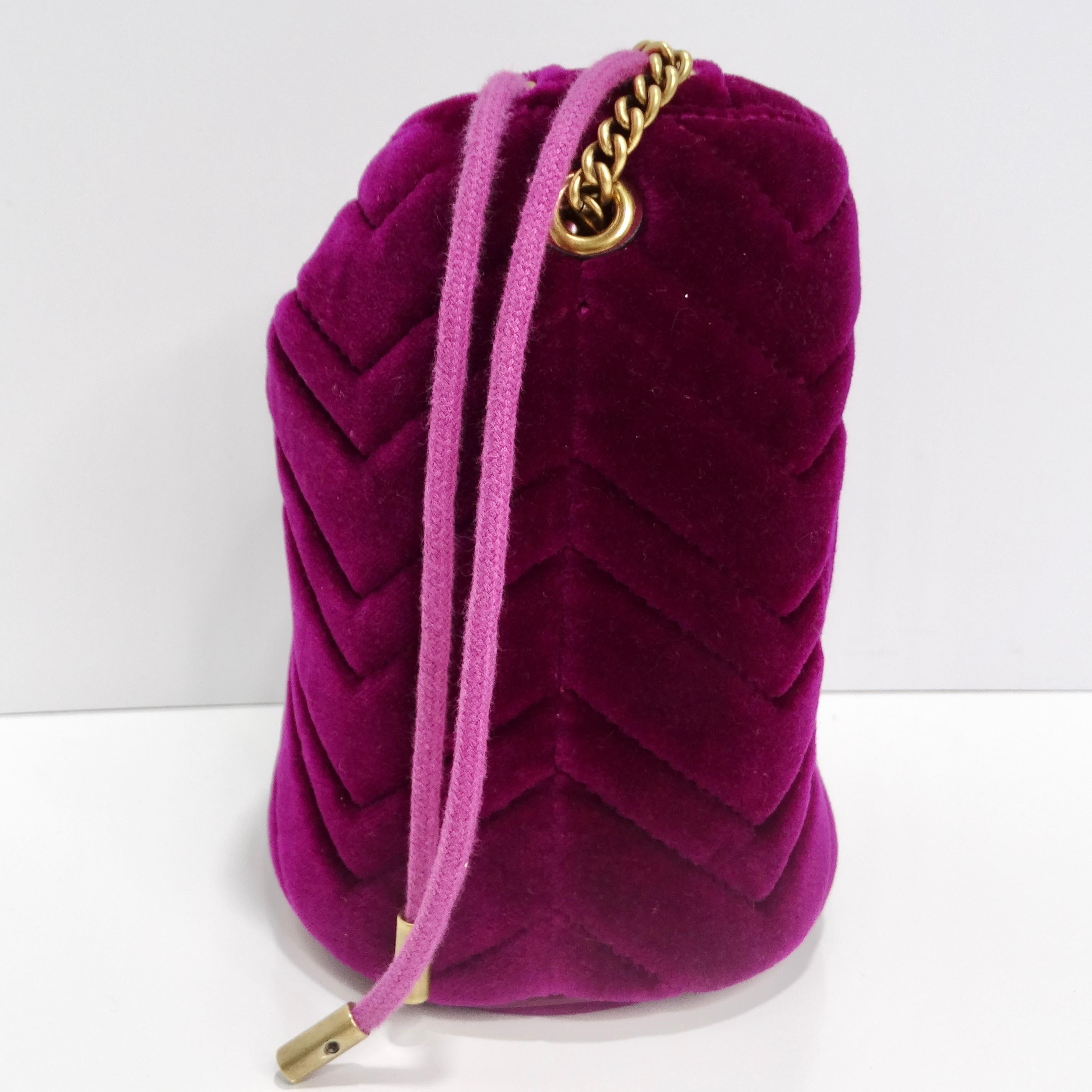 Gucci GG Marmont Mini Velvet Bucket Bag For Sale 2