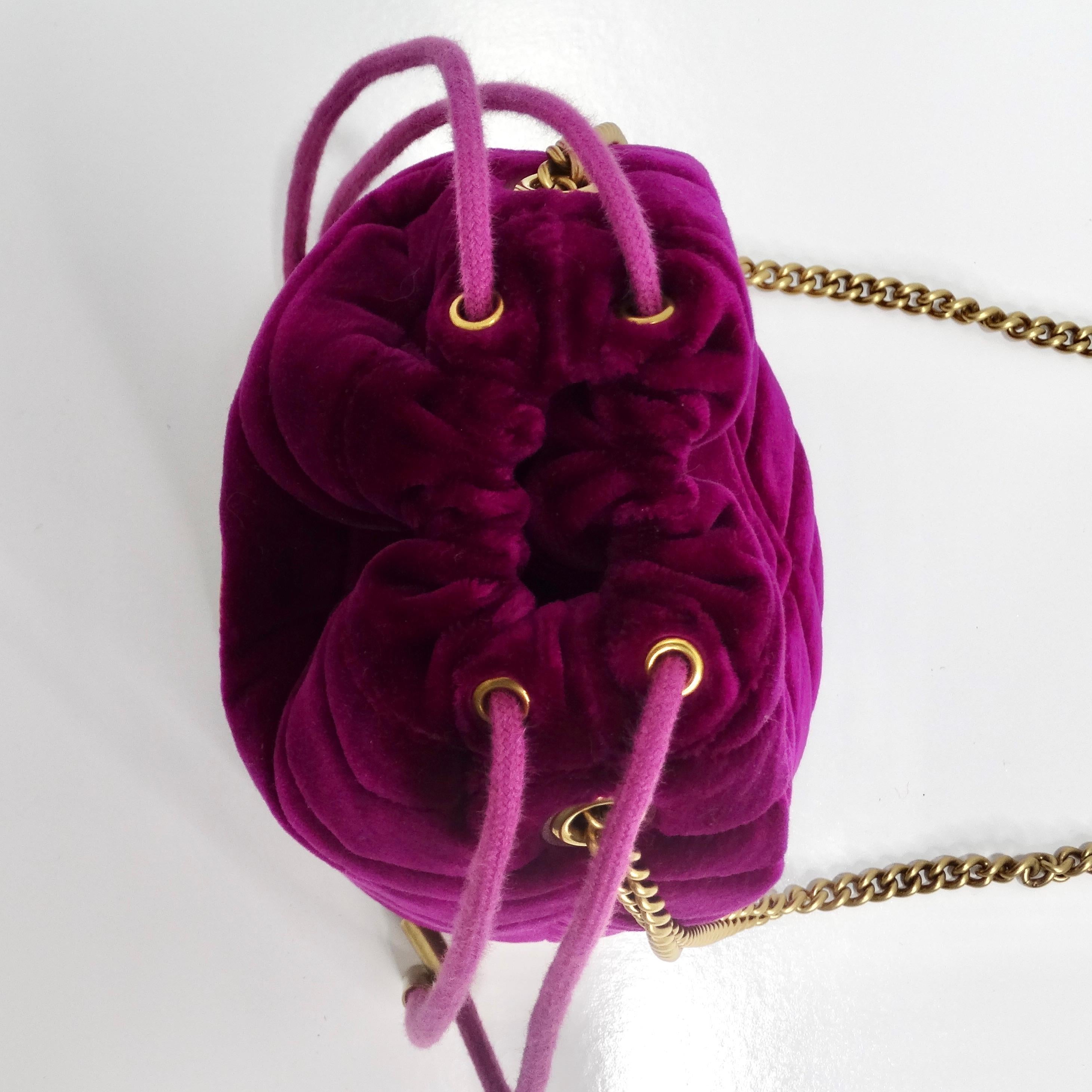 Gucci GG Marmont Mini Velvet Bucket Bag For Sale 4