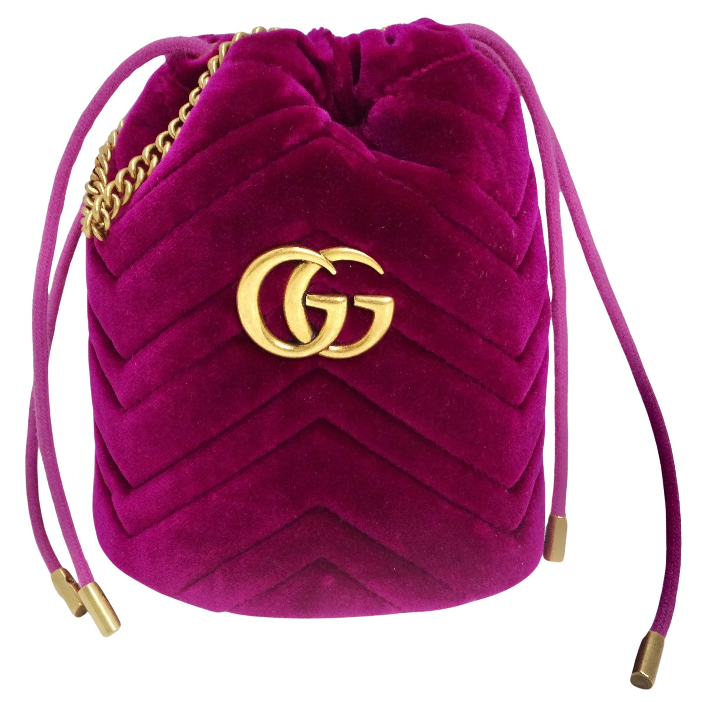 Gucci GG Marmont Mini Velvet Bucket Bag For Sale