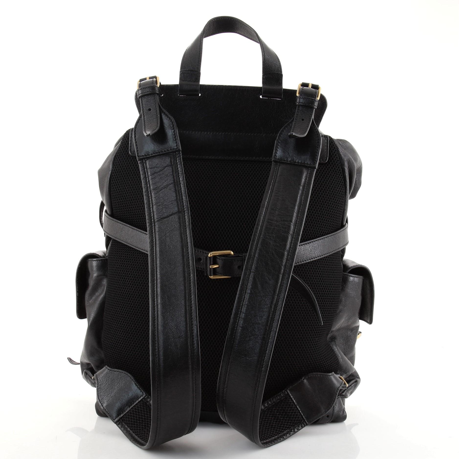 Black Gucci GG Marmont Multipocket Backpack Leather Large