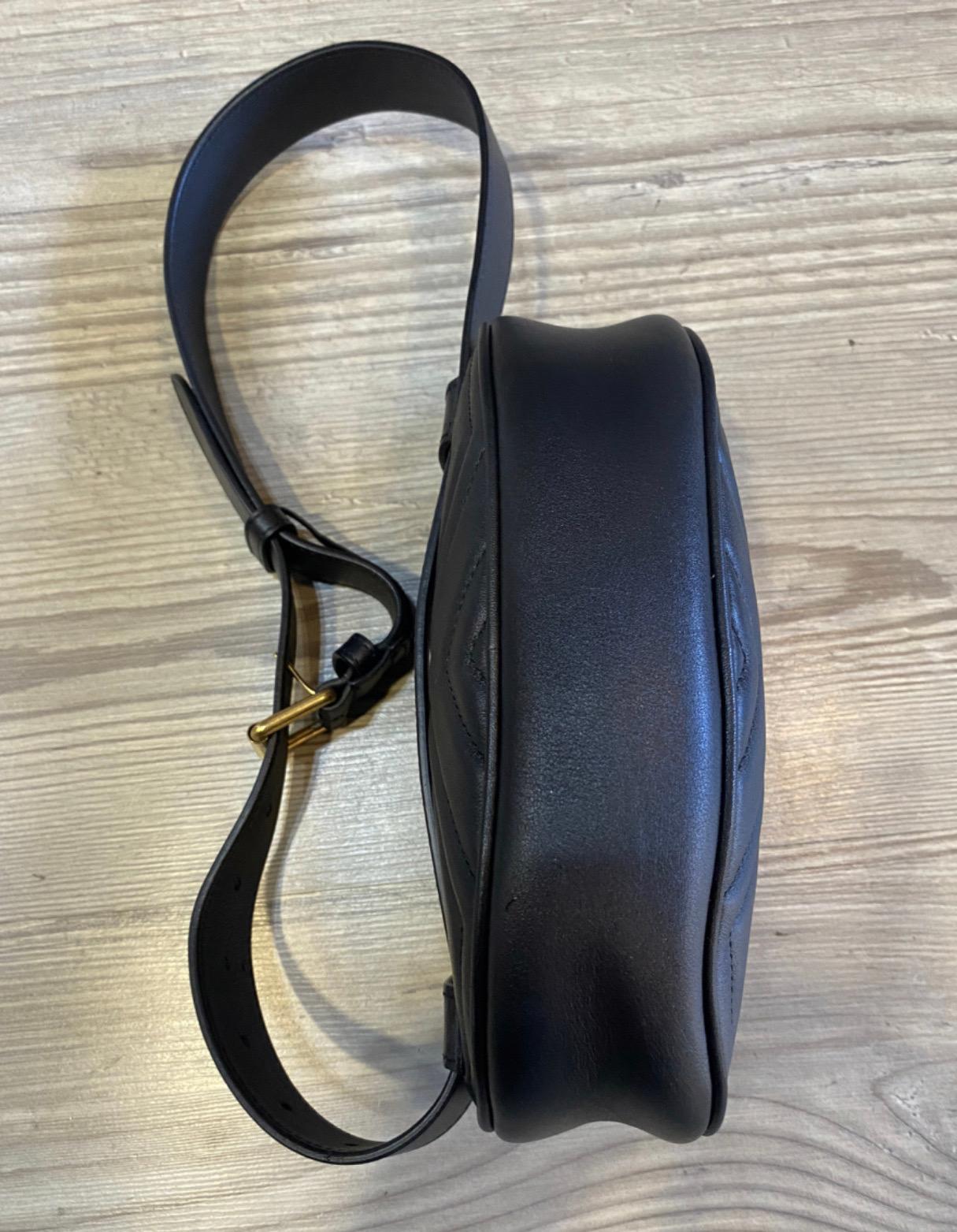 Gucci GG Marmont oval black Leather Bum Bag 1