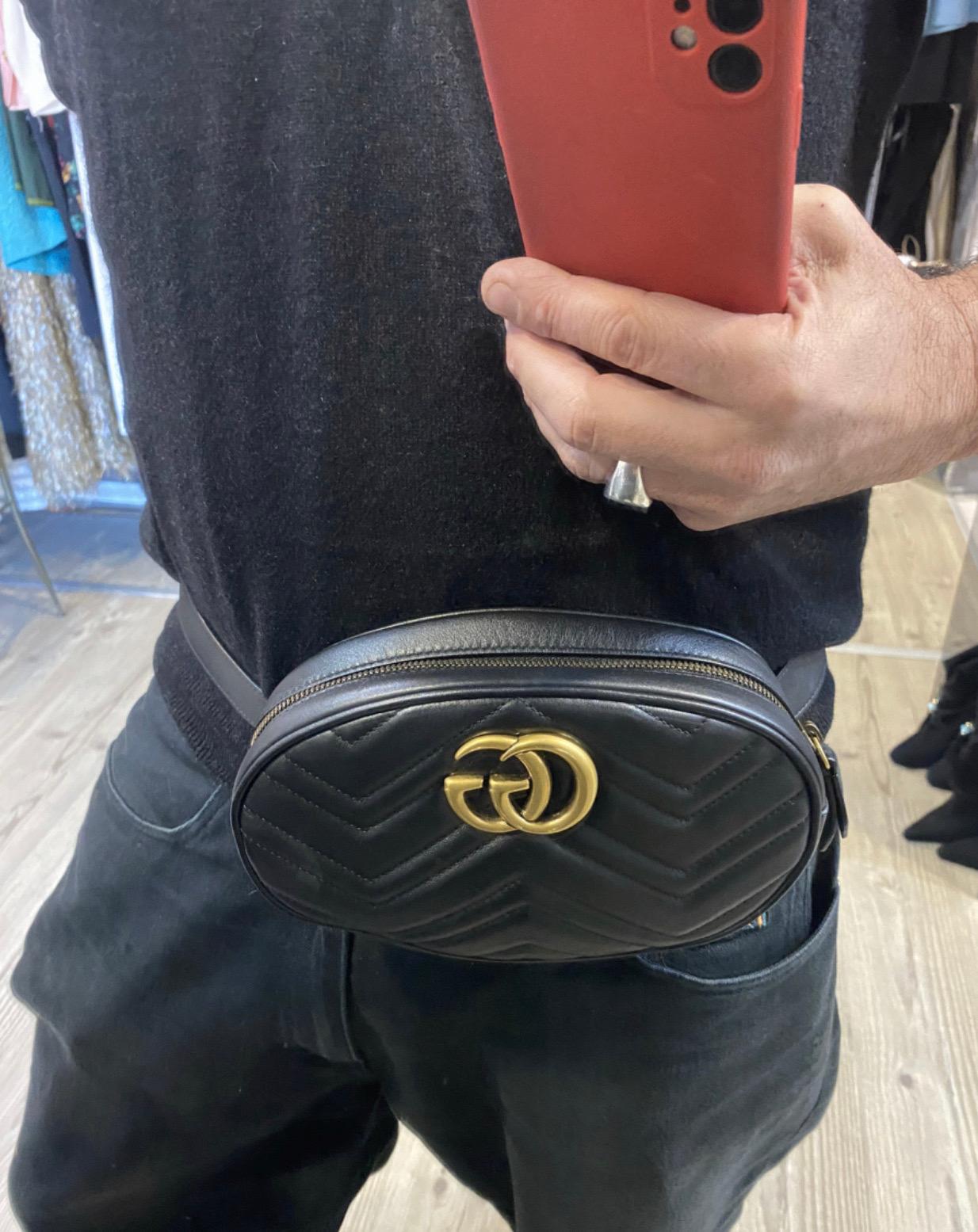 Gucci GG Marmont oval black Leather Bum Bag 3