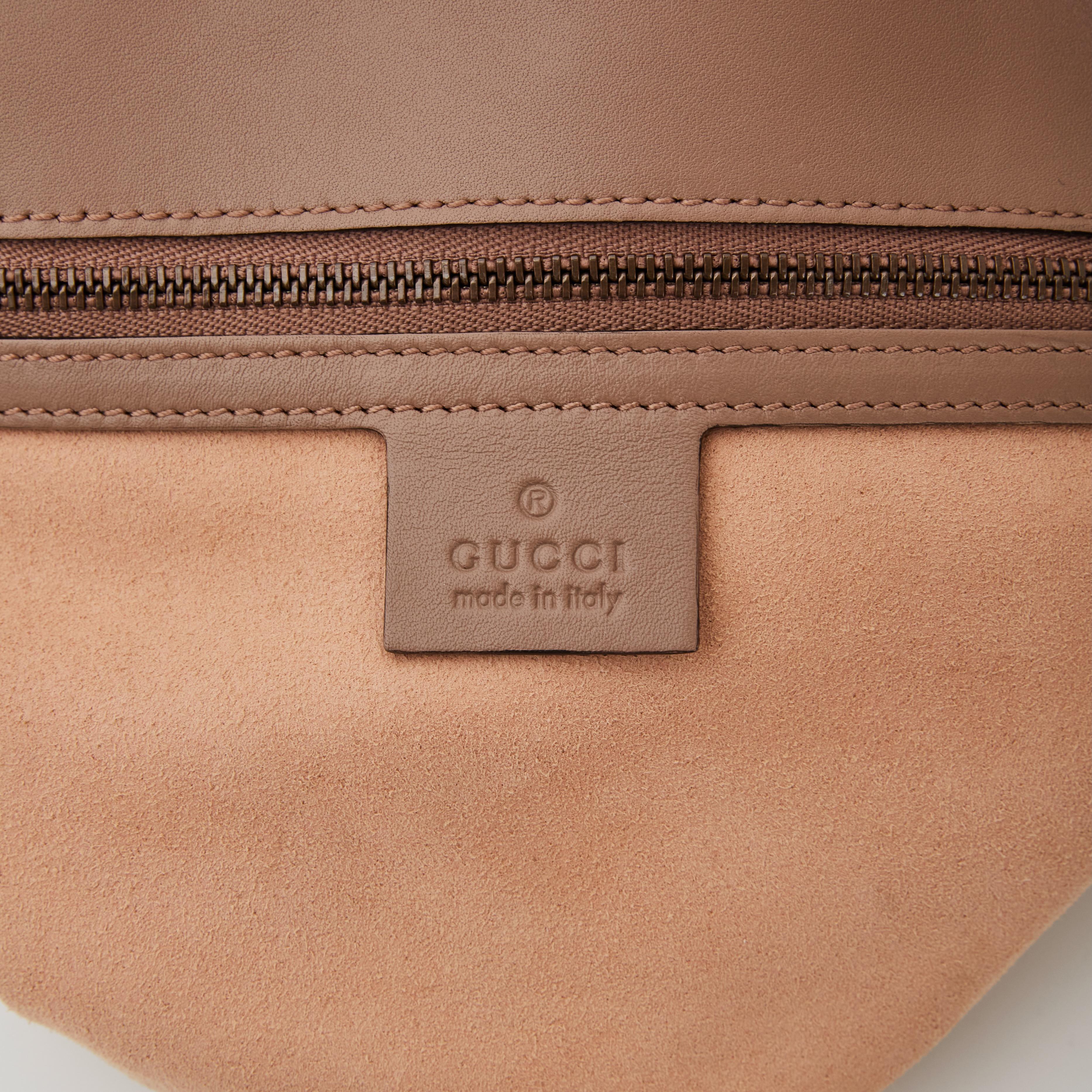 Brown Gucci GG Marmont Pearls & Studs Matelassé Shoulder Bag Nude (4443497)