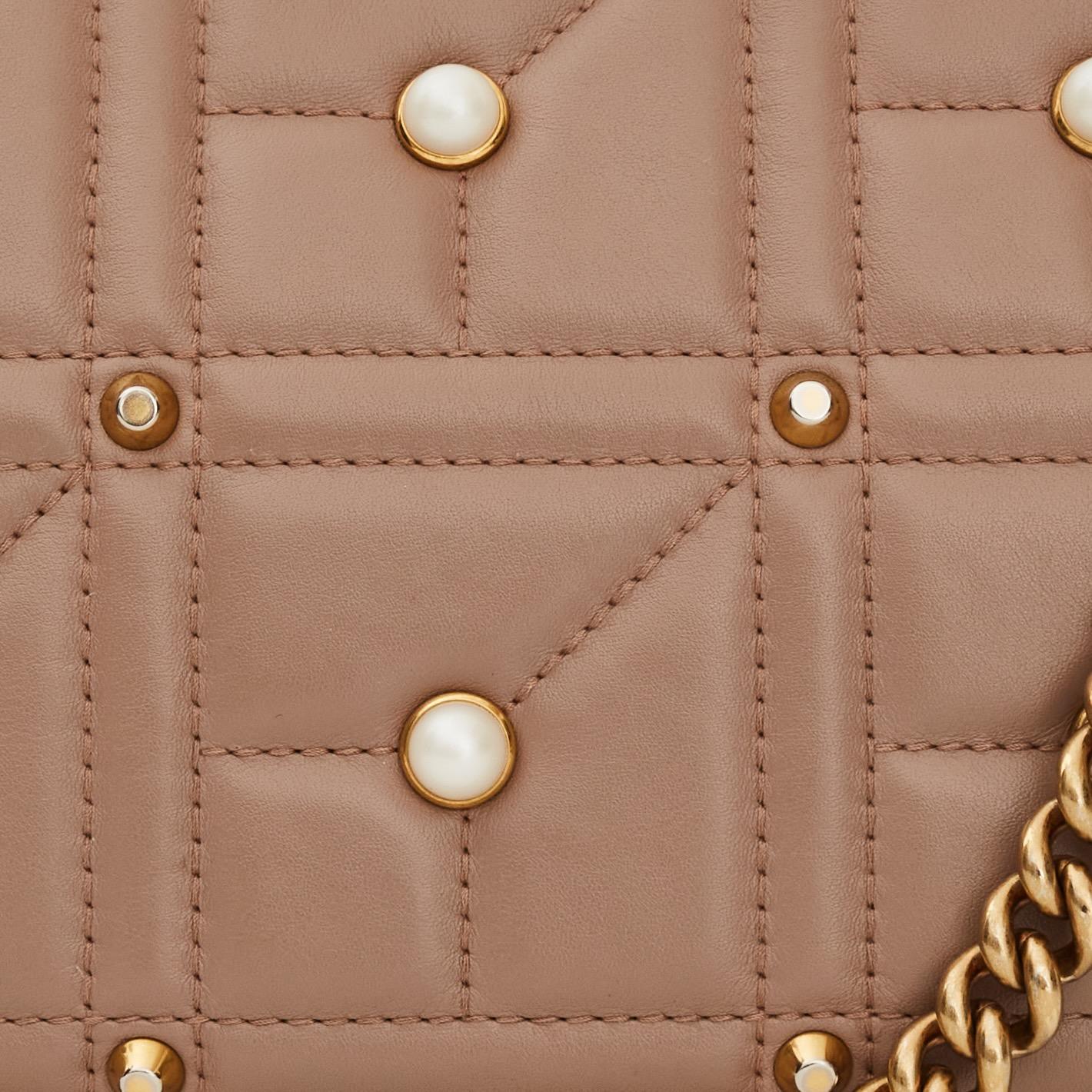 Women's or Men's Gucci GG Marmont Pearls & Studs Matelassé Shoulder Bag Nude (4443497)