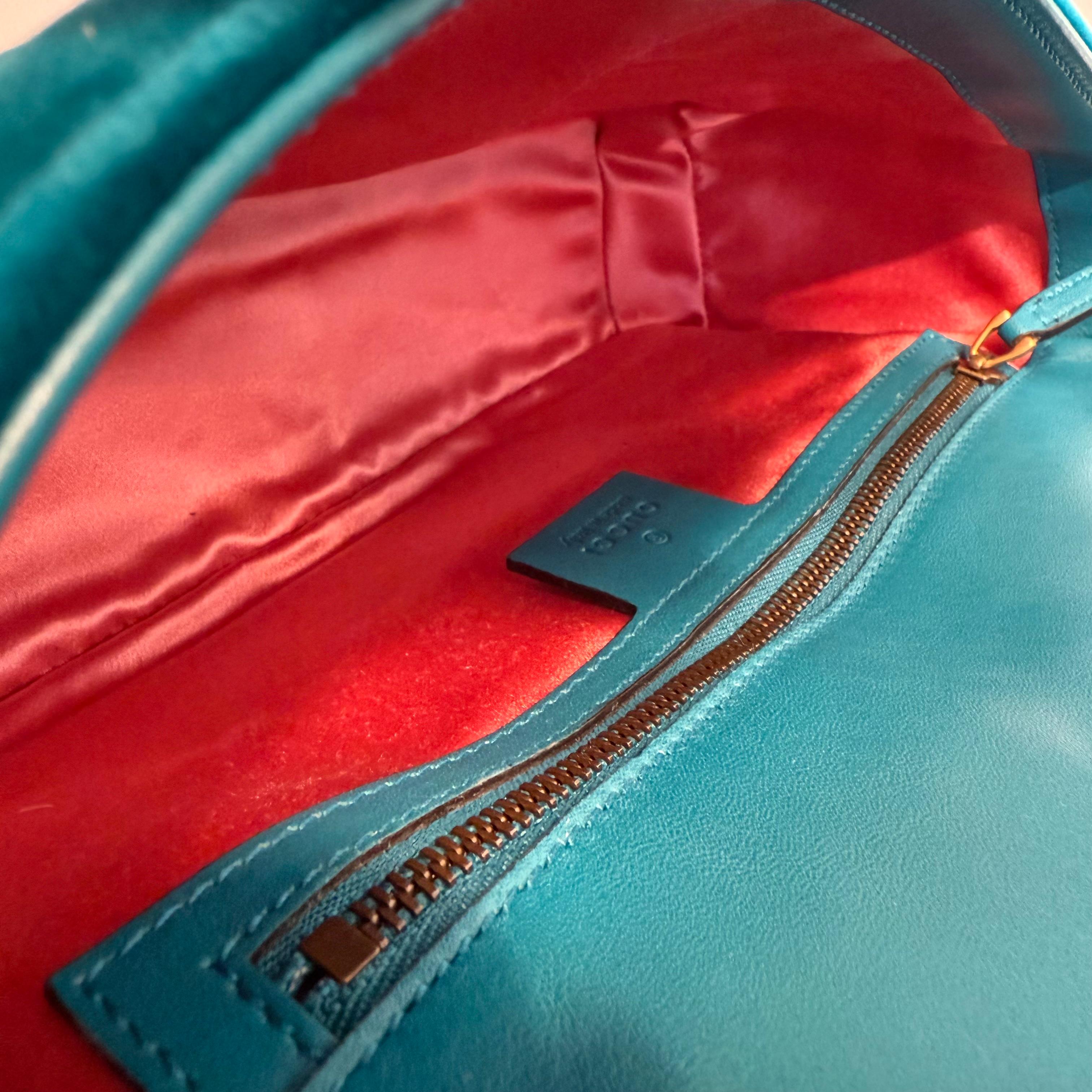Gucci GG Marmont Petrol Blaue Tasche mit Kette 3
