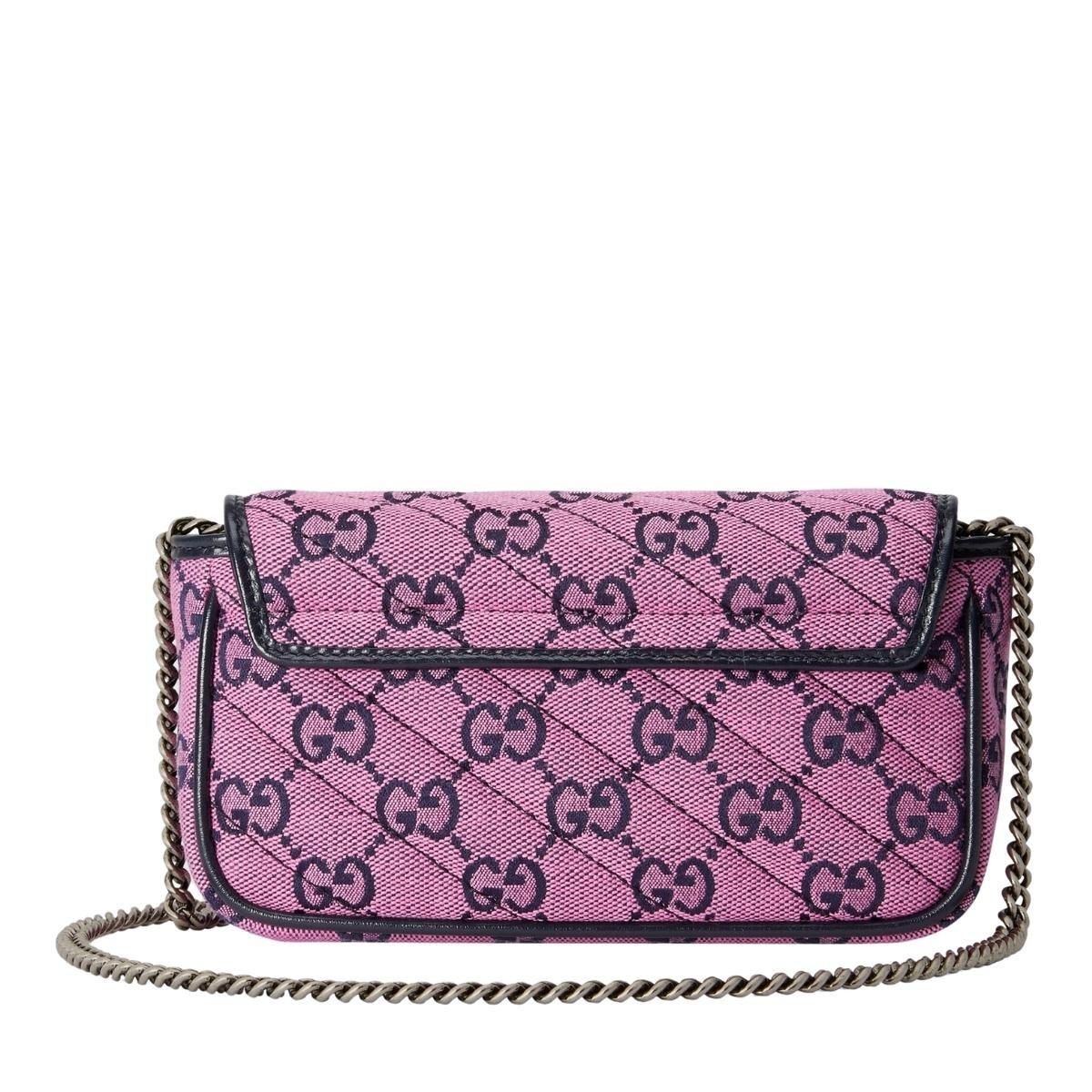 Follow us on insta @runwaycatalog
This GG Marmont super mini bag is part of the GG Multicolour collection
Pink diagonal matelassé GG canvas with floral appliqué
Black leather trim
Silver-toned hardware
Attached key ring that can attach to a separate