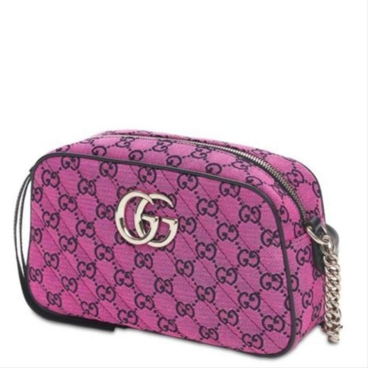 GUCCI GG Marmont Pink Small Shoulder Bag in Pink In New Condition In Brossard, QC