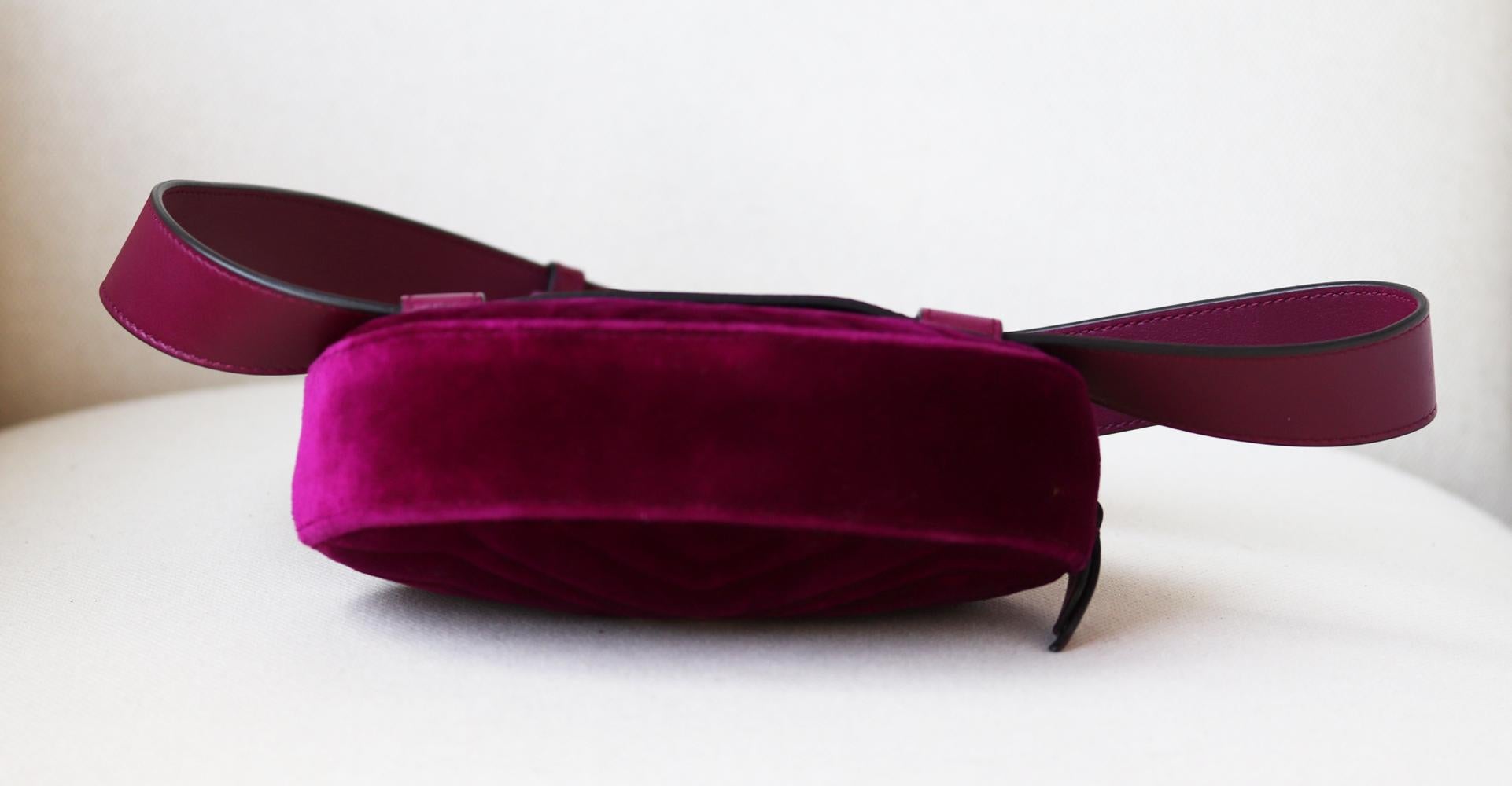 Purple Gucci GG Marmont Quilted Velvet Belt Bag 