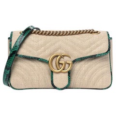 Gucci GG Marmont Raffia Matelasse Shoulder Bag Small