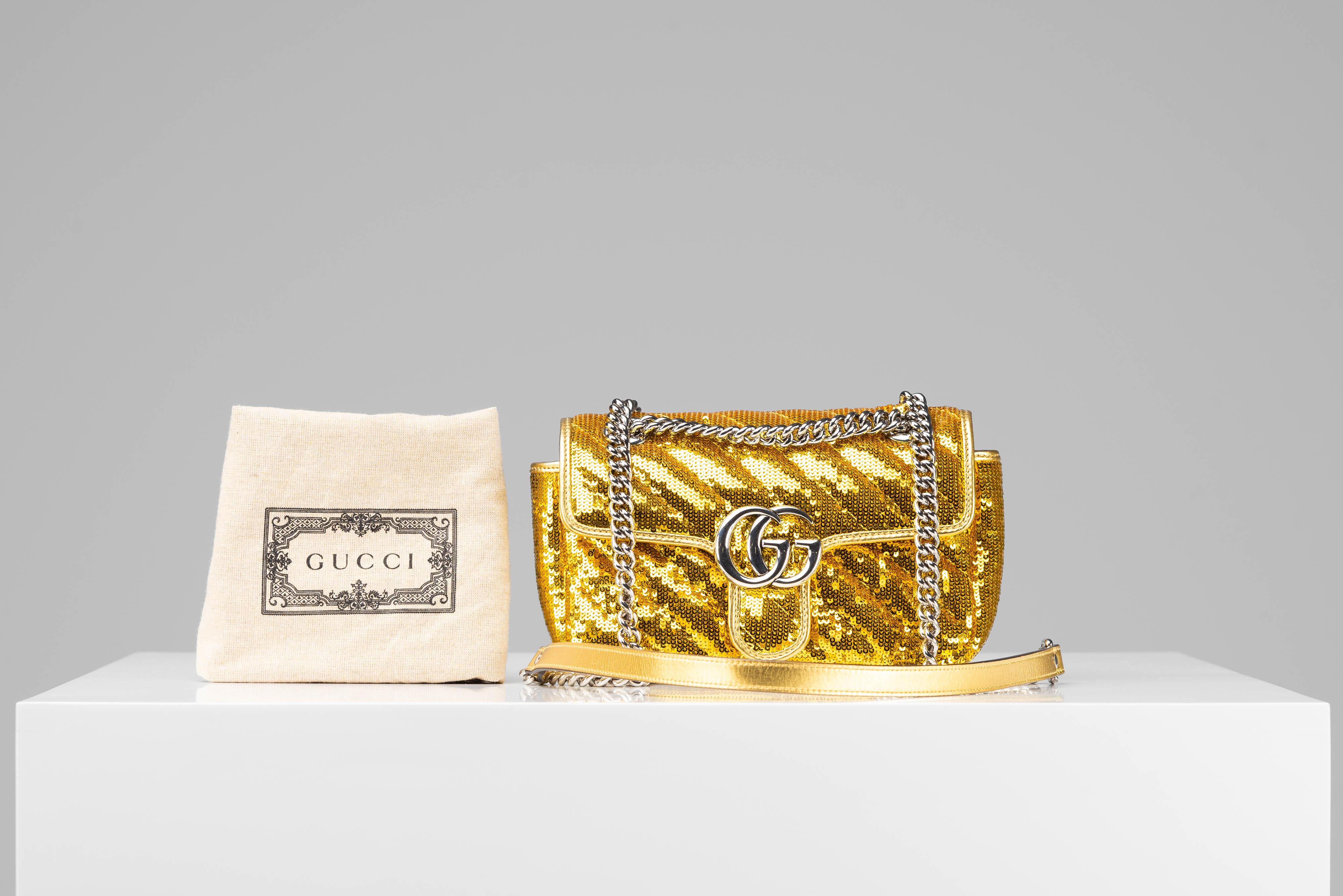 Women's or Men's Gucci GG Marmont Rare Gold Diagonal Sequins