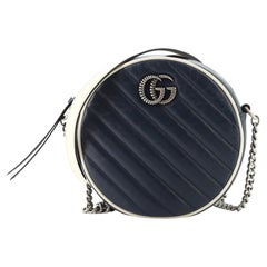 Gucci GG Marmont Round Shoulder Bag Diagonal Quilted Leather Mini Exterio