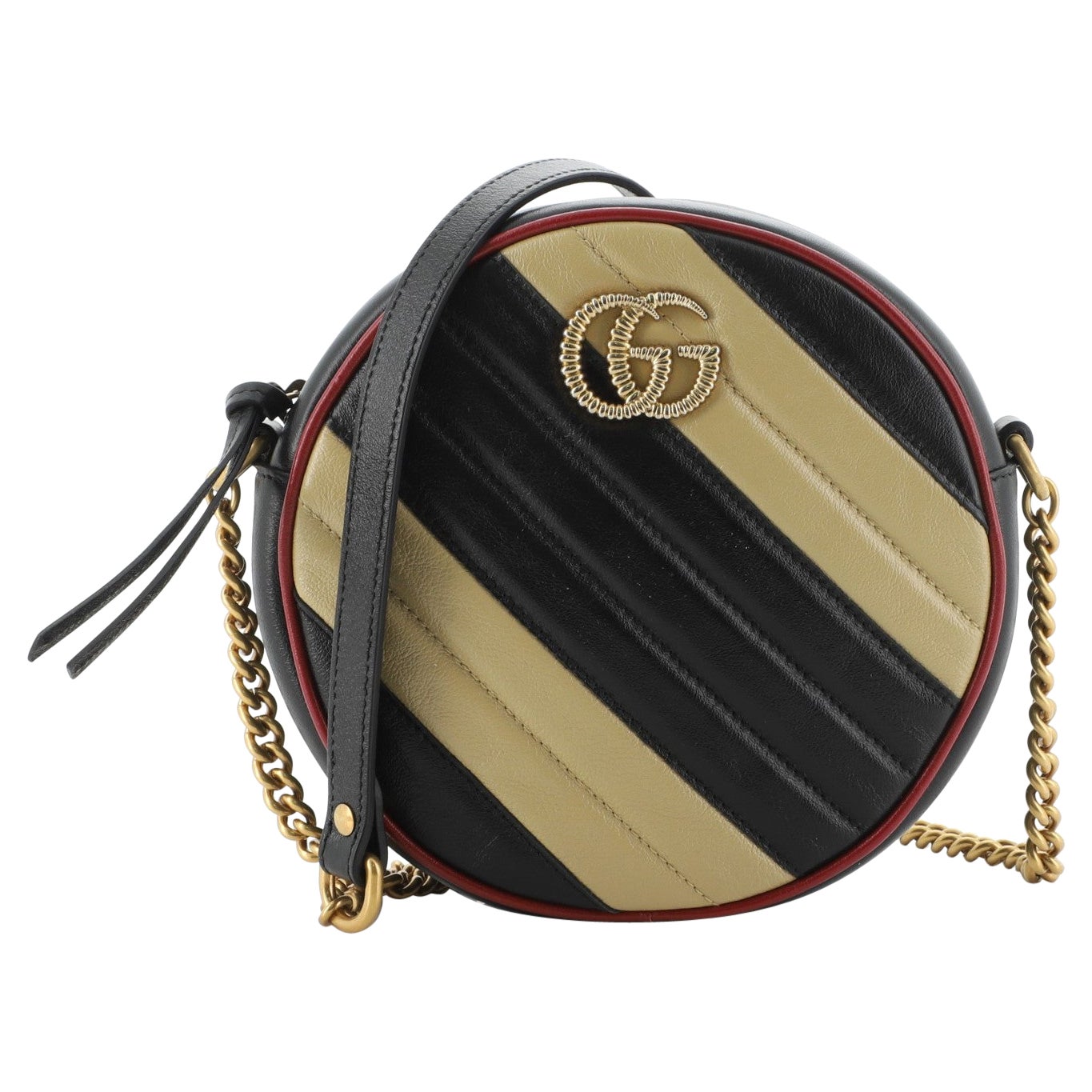 Gucci GG Marmont Round Shoulder Bag Diagonal Quilted Leather Mini