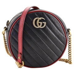 Gucci GG Marmont Round Shoulder Bag Diagonal Quilted Leather Mini