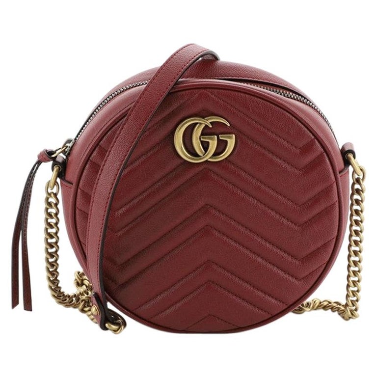 Gucci GG Marmont Round Shoulder Bag Matelasse Leather Mini For Sale at 1stdibs