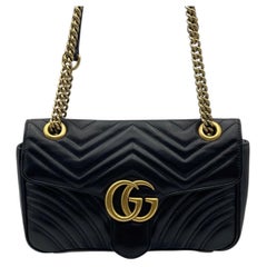 Gucci GG Marmont Shoulder Bag Black Leather Handbag