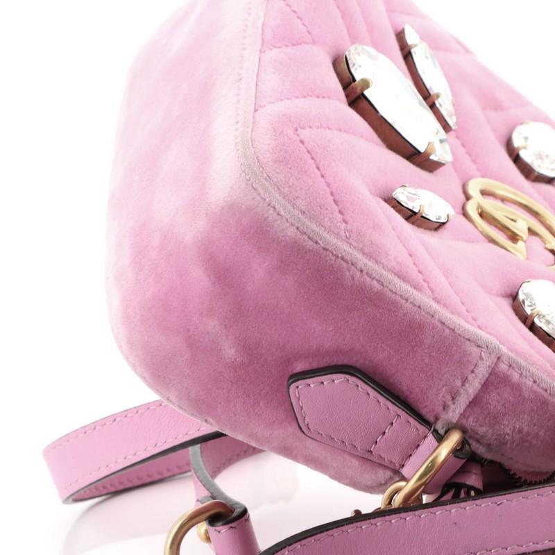 Gucci GG Marmont Shoulder Bag Crystal Embellished Matelasse Velvet Mini 5