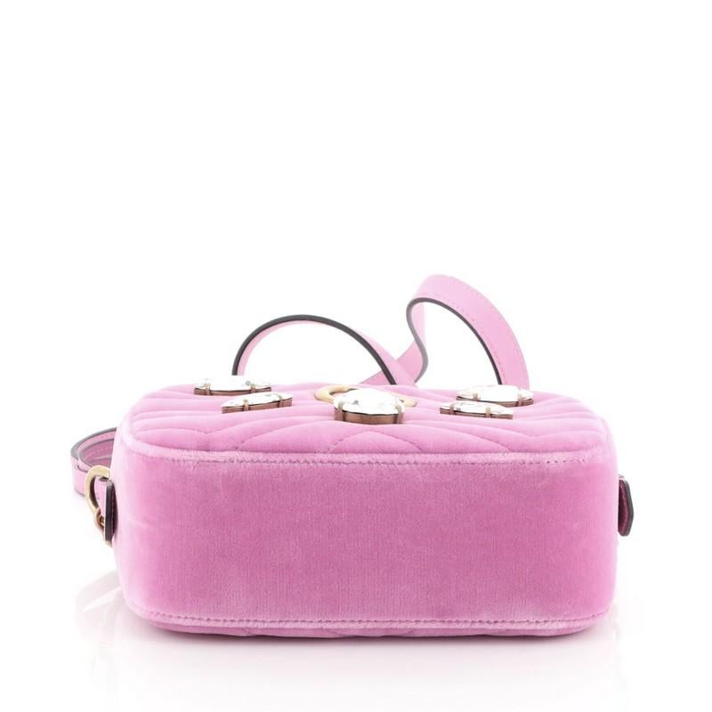Gucci GG Marmont Shoulder Bag Crystal Embellished Matelasse Velvet Mini In Good Condition In NY, NY