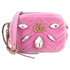 Gucci Gg Marmont Mini Velvet Shoulder Bag In Pink