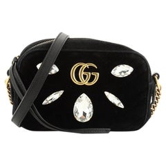 Gucci  GG Marmont Shoulder Bag Crystal Embellished Matelasse Velvet Mini