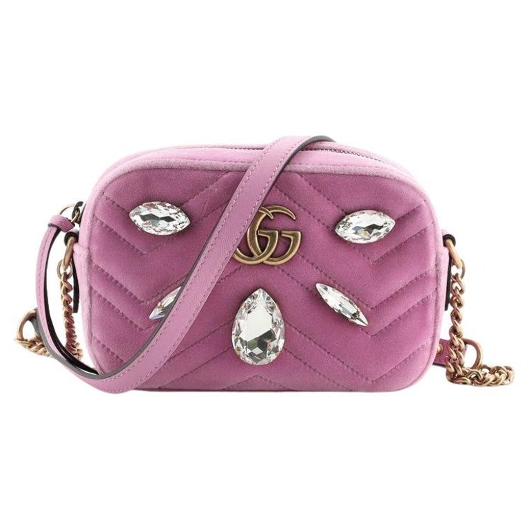 Gucci Marmont Pink Velvet Embellished Bag