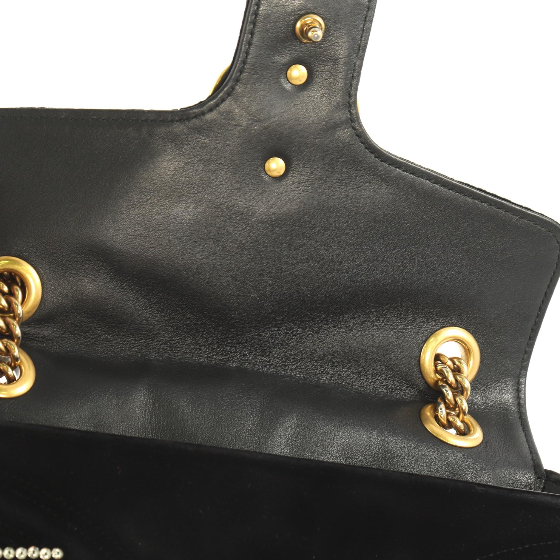 Women's or Men's Gucci GG Marmont Shoulder Bag Crystal Embellished Matelasse Velvet Small 