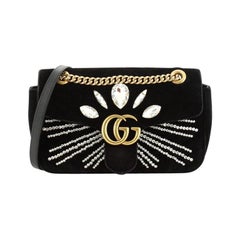 Gucci GG Marmont Shoulder Bag Crystal Embellished Matelasse Velvet Small 