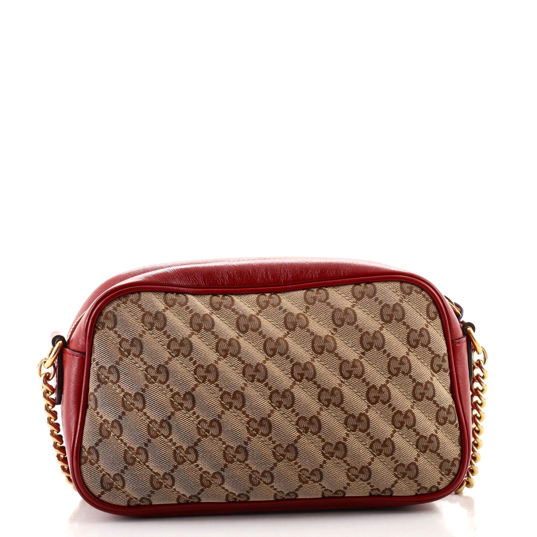 Gucci GG Marmont Shoulder Bag Diagonal Quilted GG Canvas Small In Good Condition In NY, NY