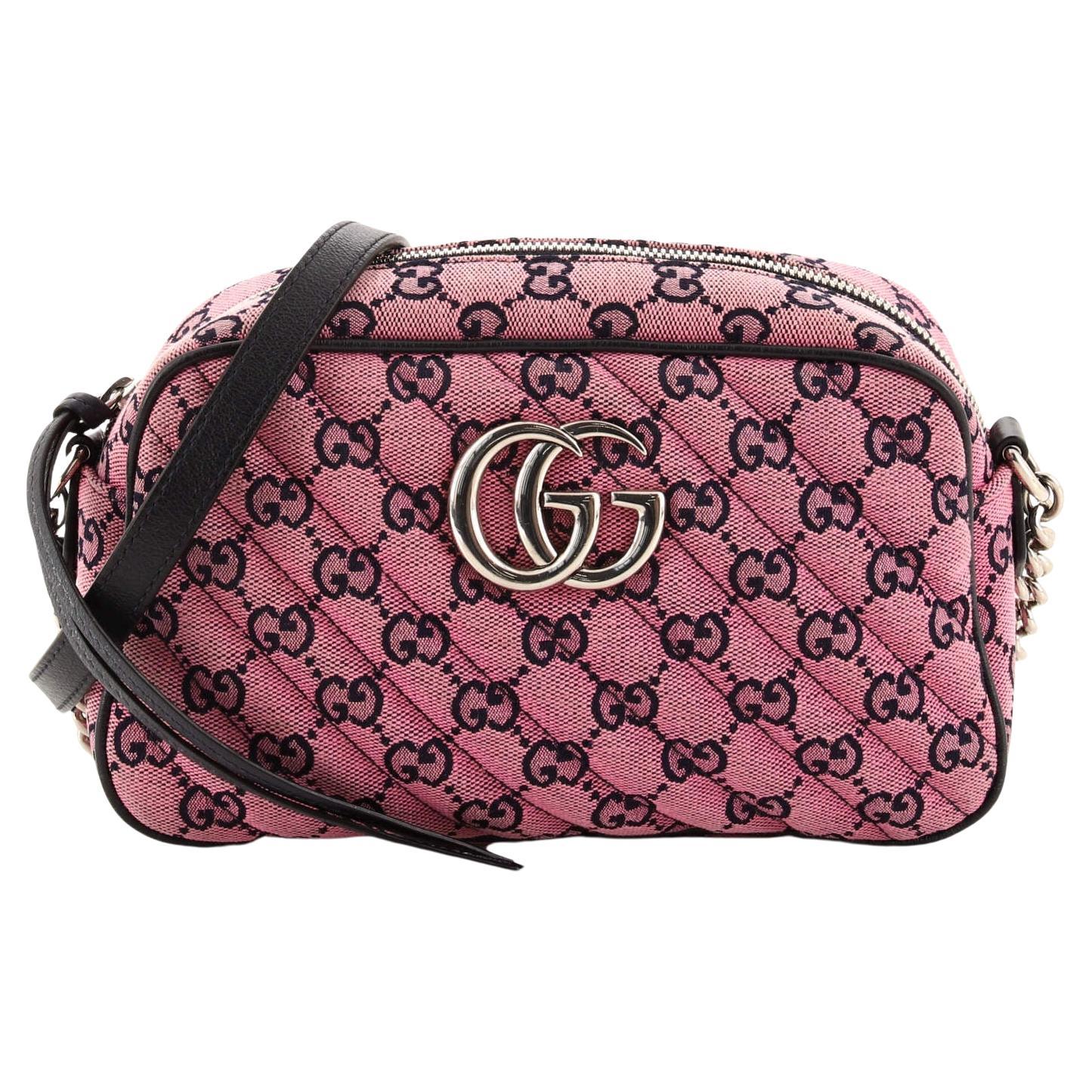 Gucci GG Marmont Shoulder Bag Diagonal Quilted GG Canvas Small For Sale