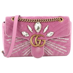 Gucci GG Marmont Shoulder Bag Embellished Matelasse Velvet Small
