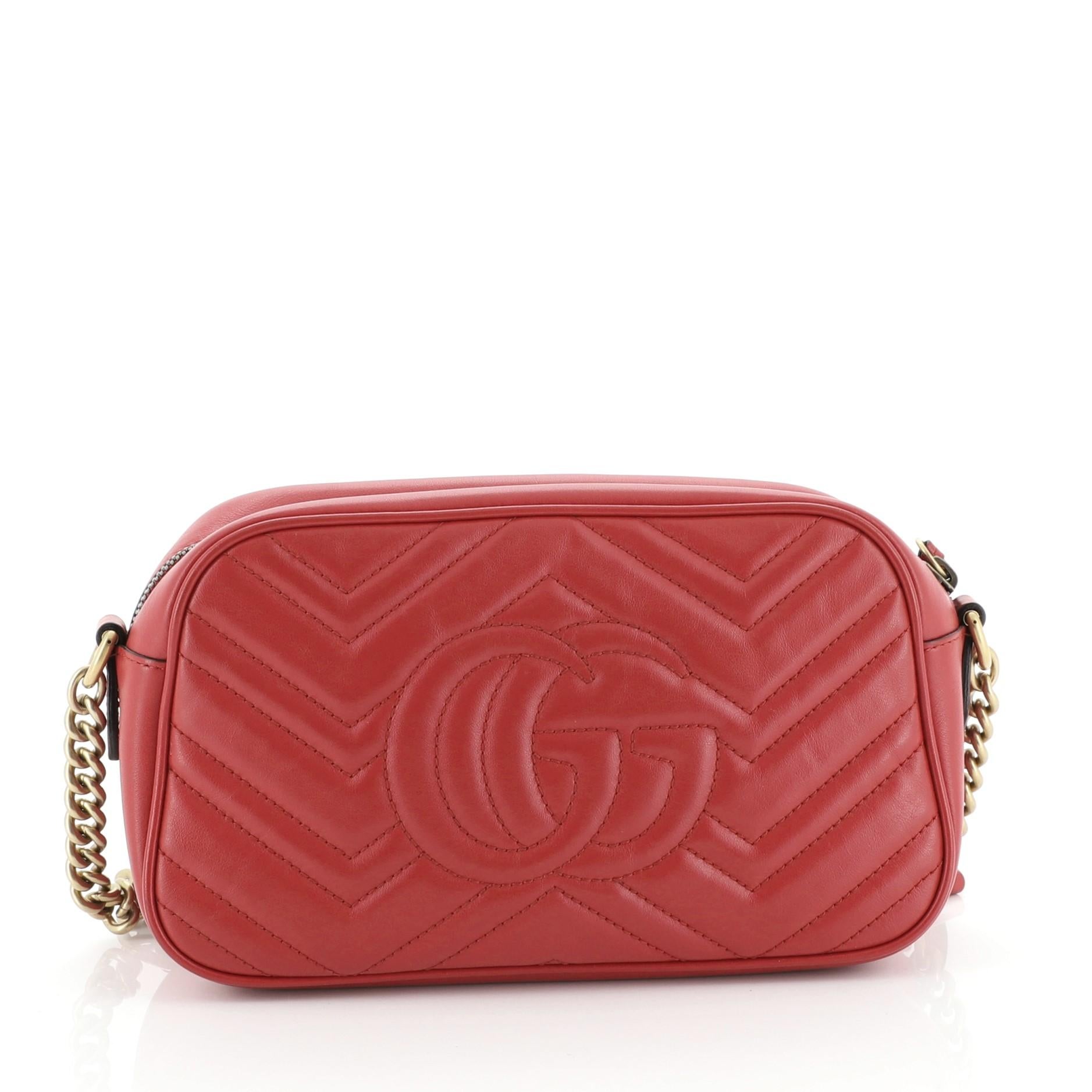 Red Gucci GG Marmont Shoulder Bag