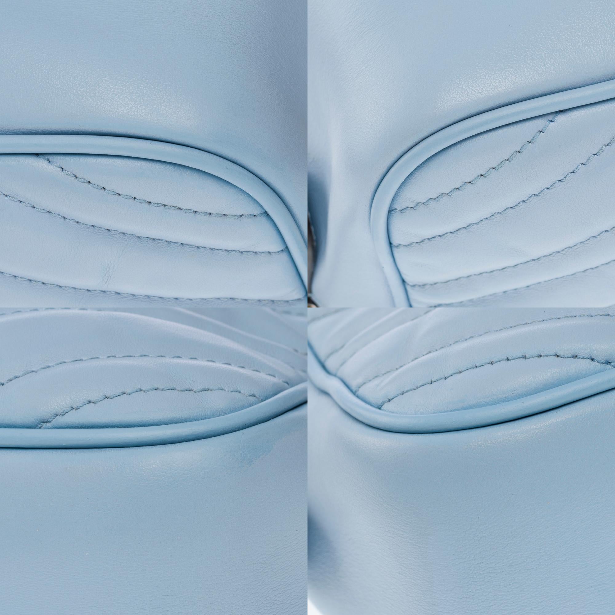 Gucci GG Marmont shoulder bag in light blue quilted leather , SHW 7