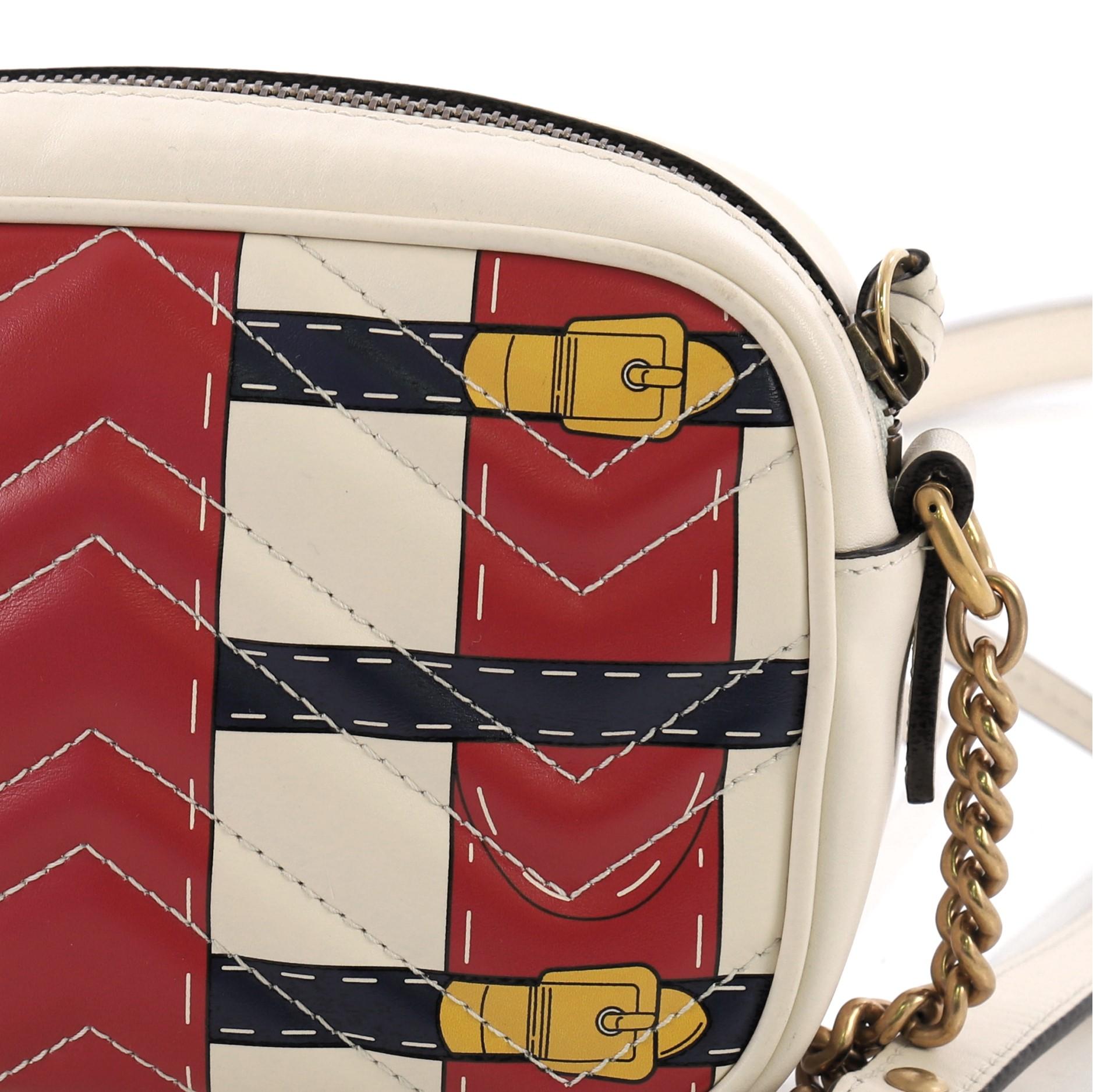 Gucci GG Marmont Shoulder Bag Limited Edition Printed Matelasse Leather Mini In Good Condition In NY, NY