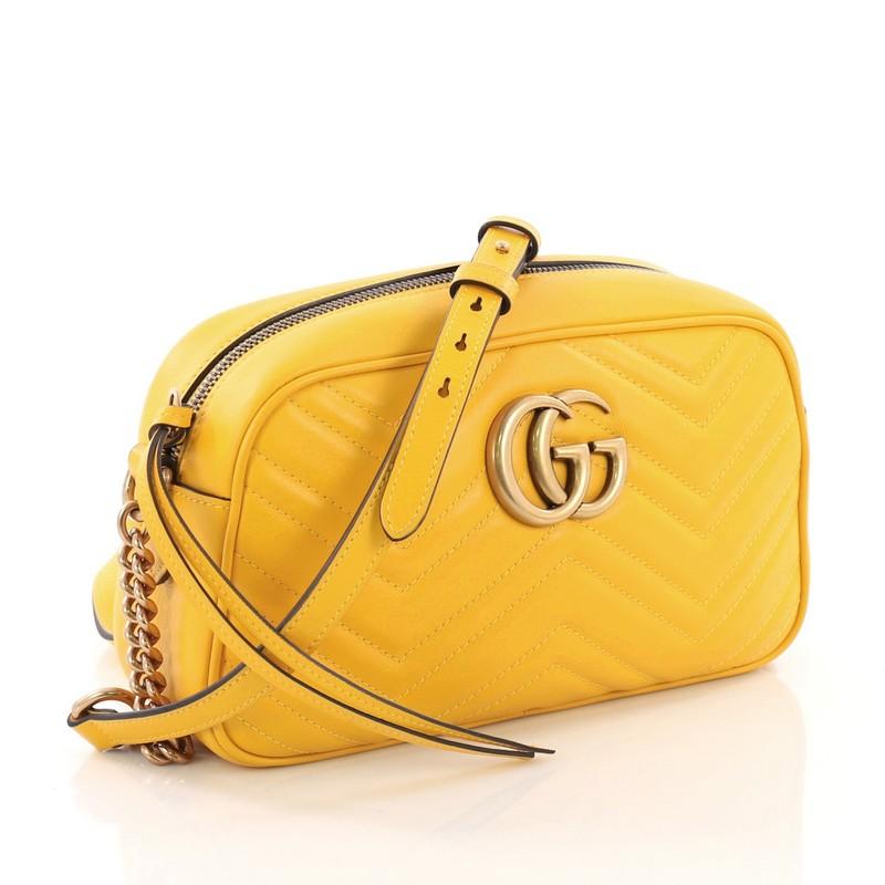 Yellow  Gucci GG Marmont Shoulder Bag Matelasse Leather Small