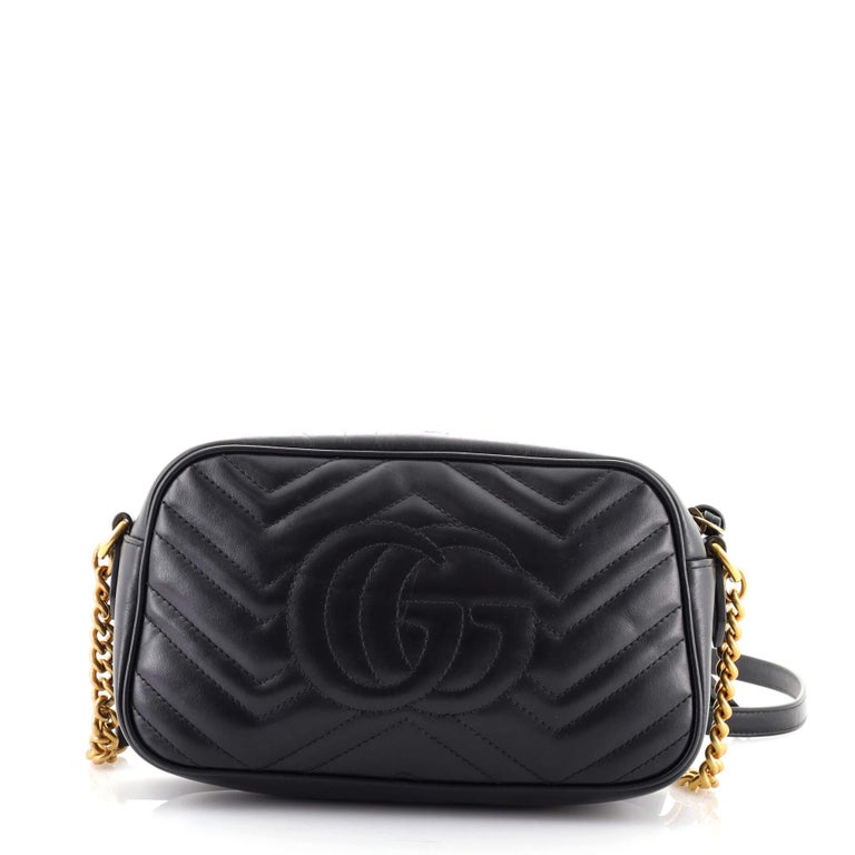 Black Gucci GG Marmont Shoulder Bag Matelasse Leather Small For Sale