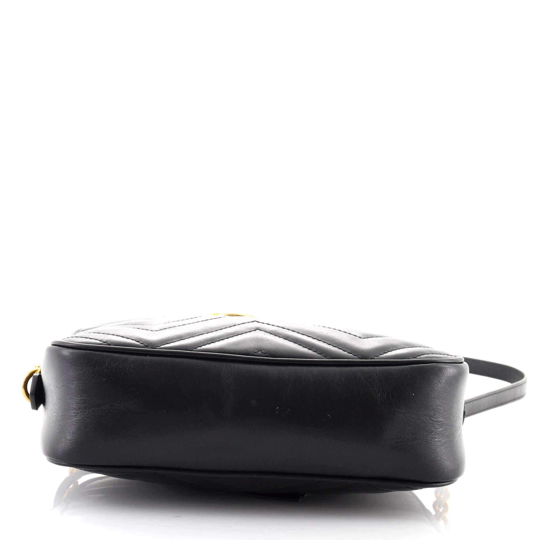 Black Gucci GG Marmont Shoulder Bag Matelasse Leather Small