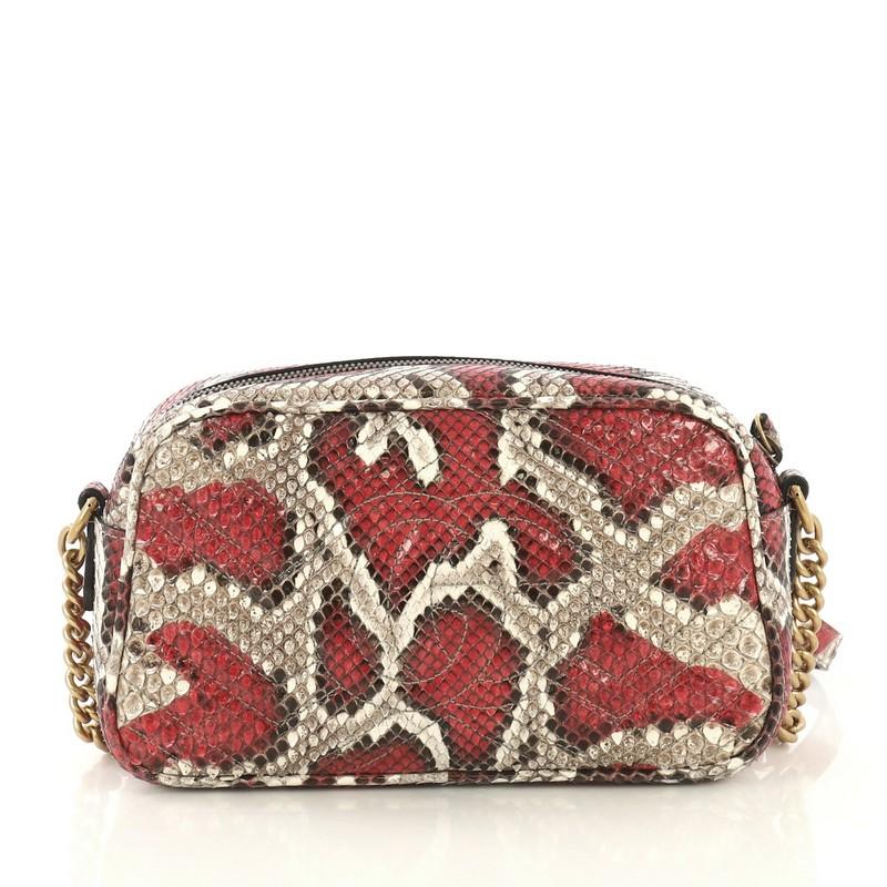 Gucci GG Marmont Shoulder Bag Matelasse Python Small In Good Condition In NY, NY