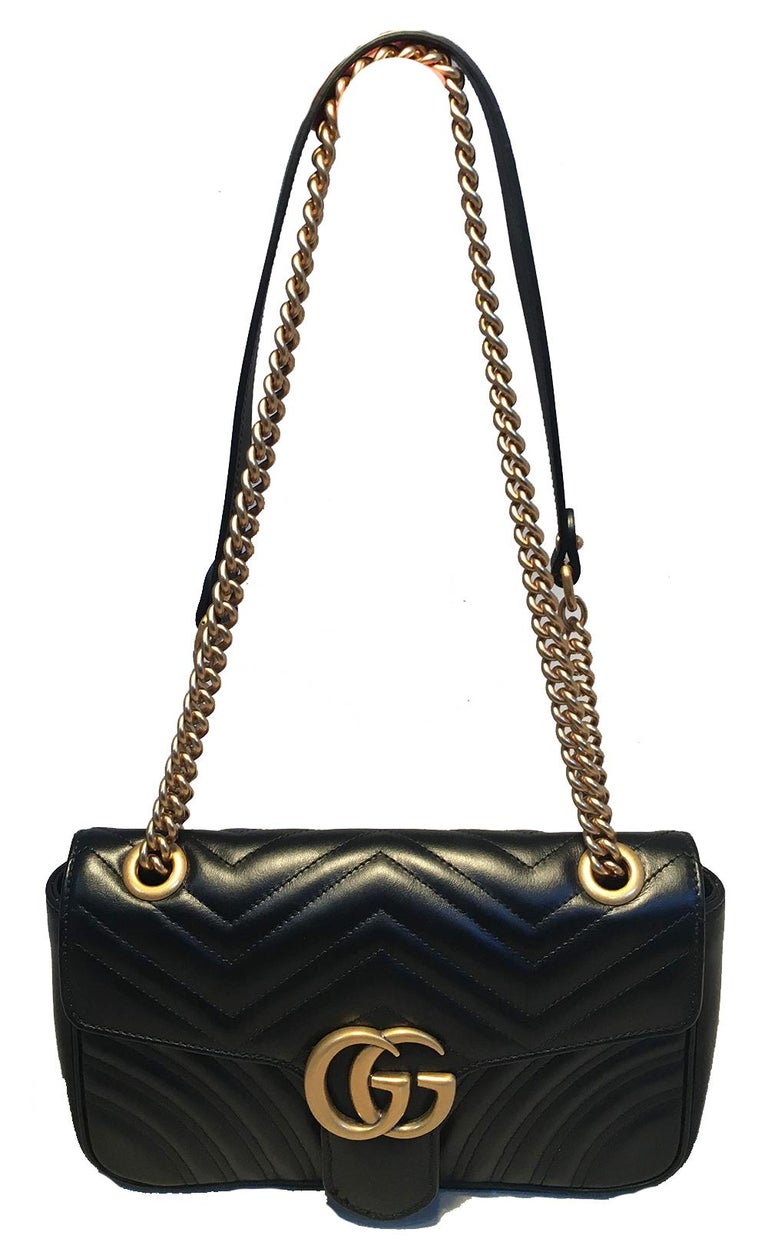 Gucci GG Marmont Small Matelassé Black Leather Shoulder Bag For Sale at 1stdibs
