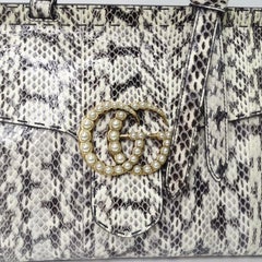 Gucci GG Marmont Small Pearly Snakeskin Top-Handle Satchel Bag