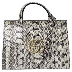 Used Gucci GG Marmont Small Pearly Snakeskin Top-Handle Satchel Bag