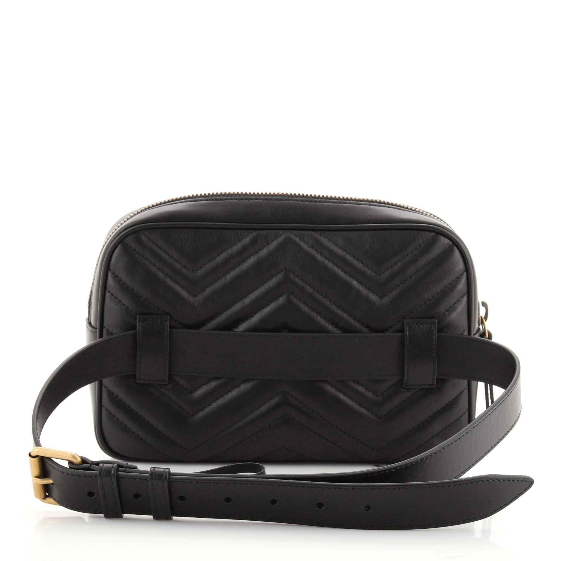 Black Gucci GG Marmont Square Belt bag Matelasse Leather
