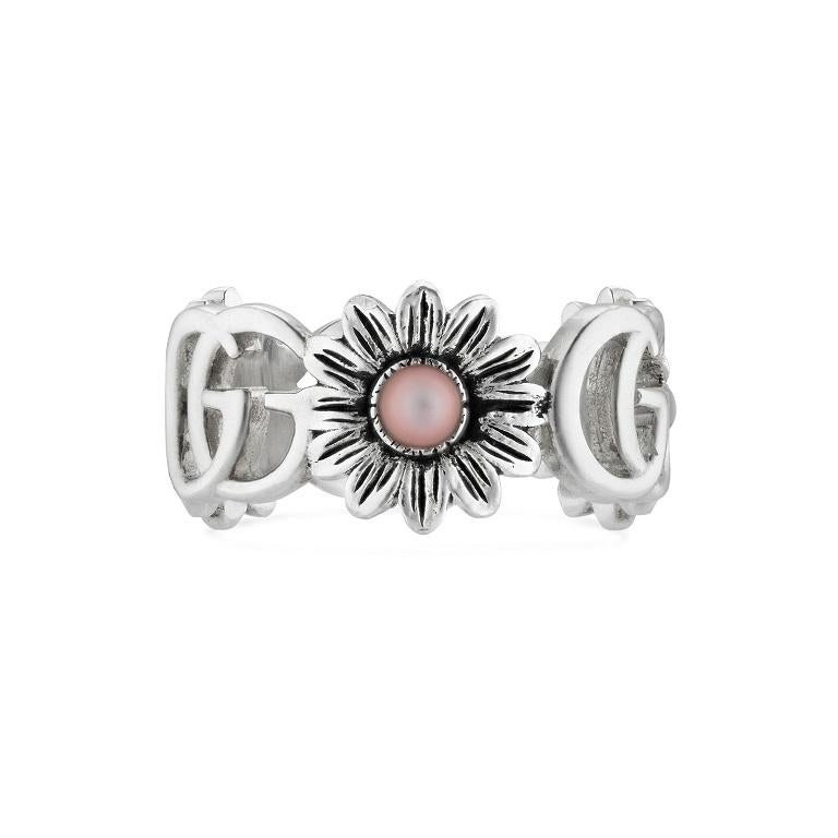 Gucci GG Marmont Bague à fleurs en argent sterling et nacre YBC527394002 Neuf - En vente à Wilmington, DE