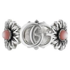 Gucci GG Marmont Sterling Silver and Mother of Pearl Floral Ring YBC527394002
