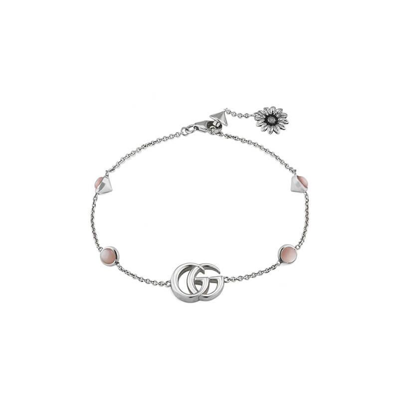 Gucci GG Marmont Bracciale in Argento Rosa MOP YBA527393002 In condizioni Nuovo in vendita a Wilmington, DE